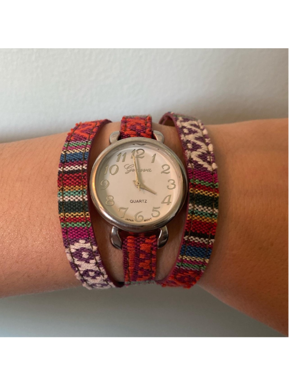 Geneva wrap around fashion watch with pearl face and colorful band 💫 🕰